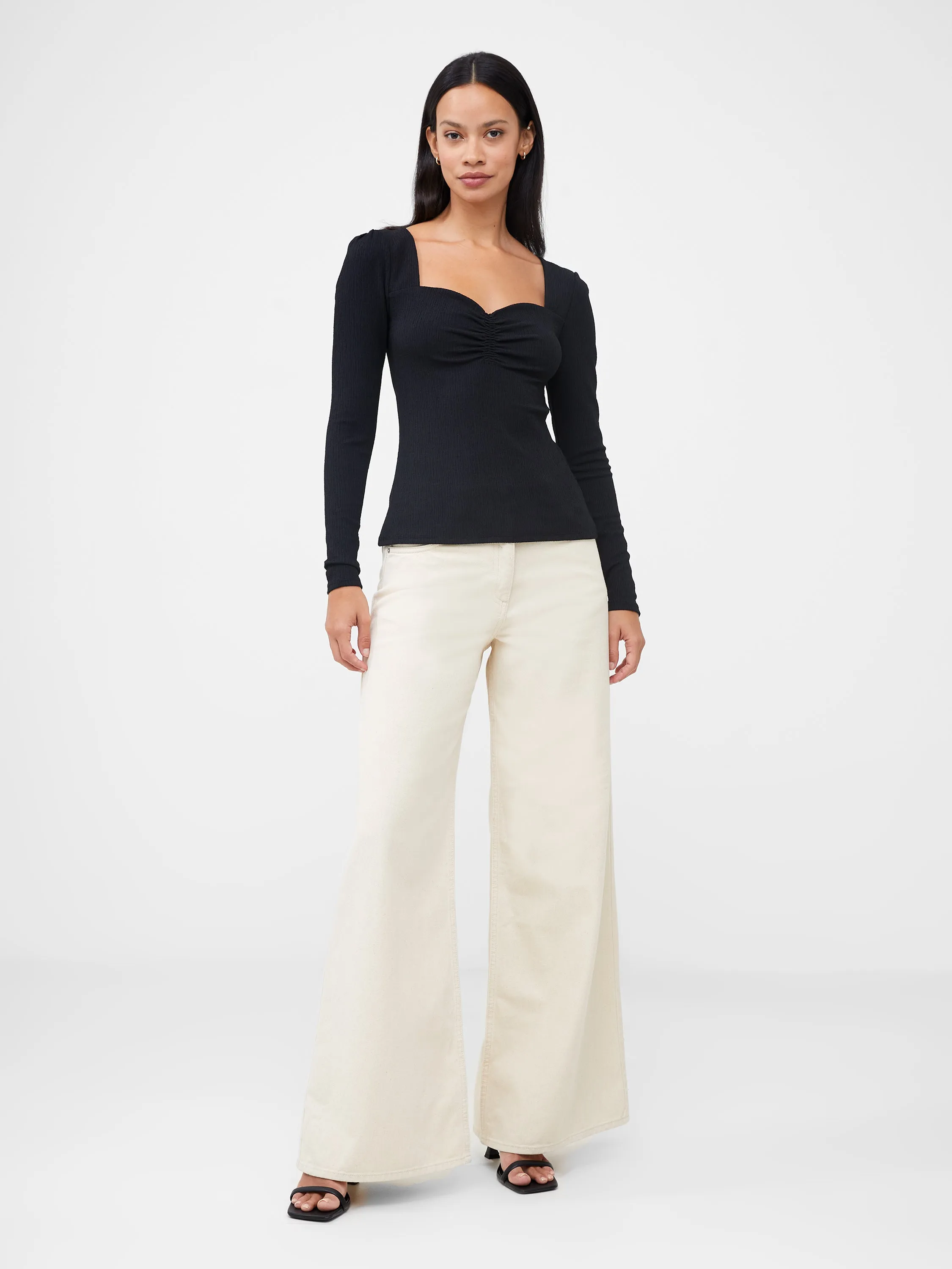 Sonya Ribbed Sweetheart Neck Top