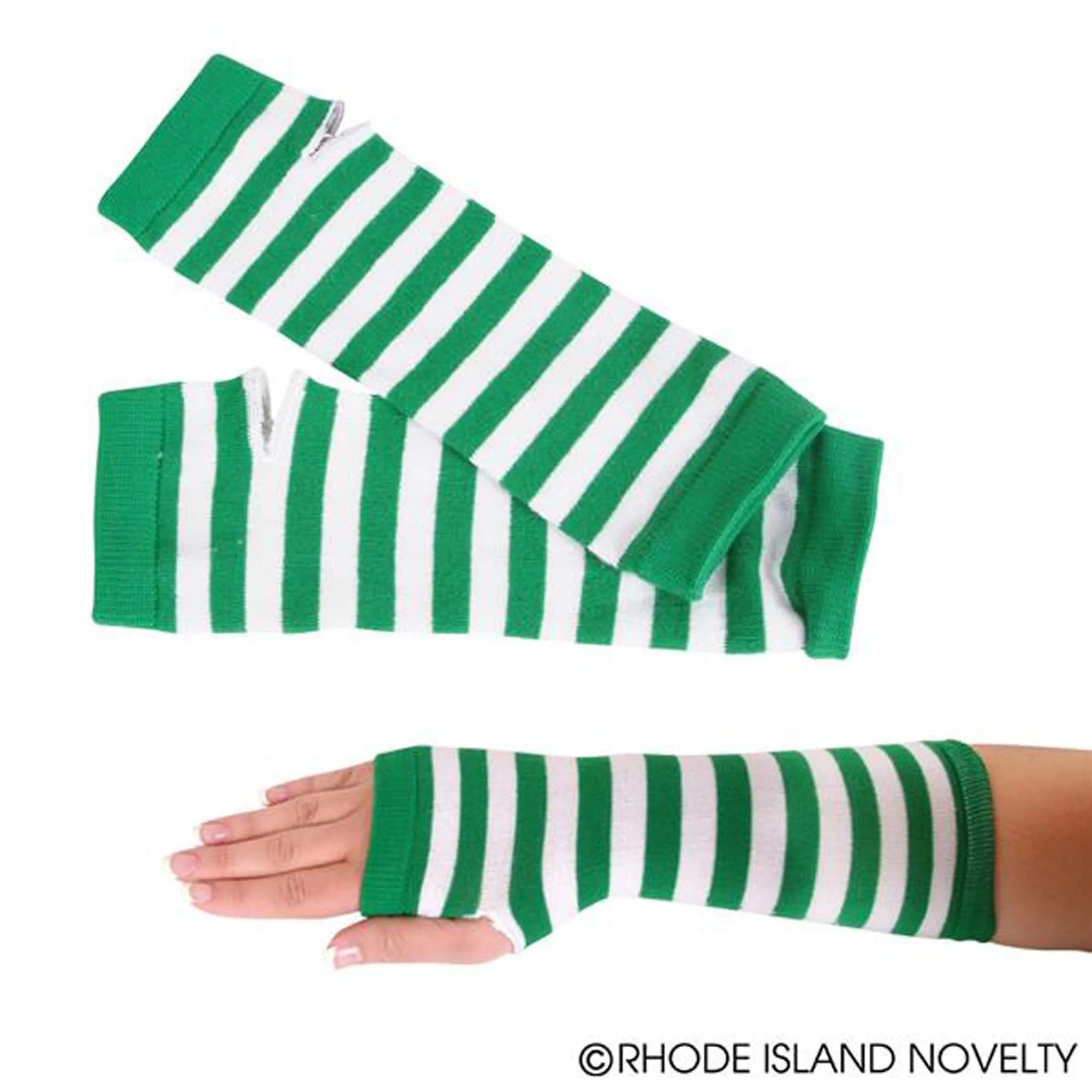 St-Patrick's Day Green and White Arm Warmers, 11 Inches, 2 Count