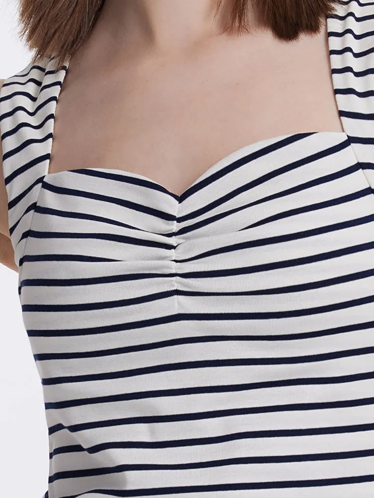 Striped Knitted Camisole With Detachable Bra Pads