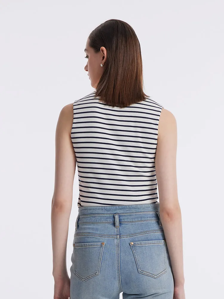 Striped Knitted Camisole With Detachable Bra Pads