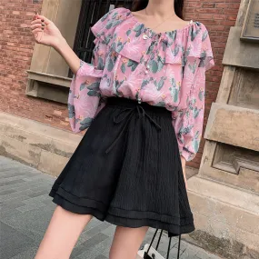Summer High Waist Slim-Look Loose Short Women Pants All-Matching Wide Leg Culottes