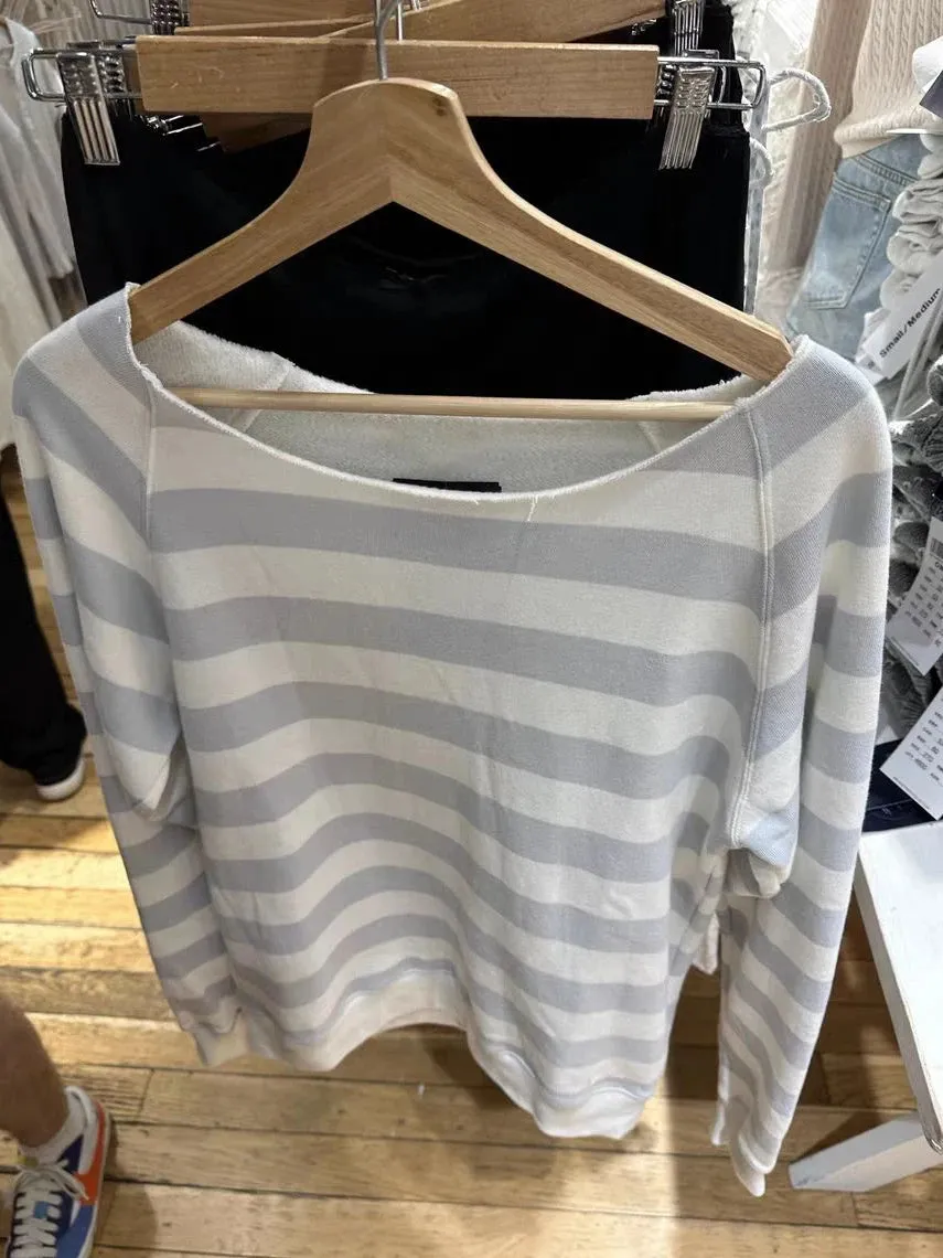 TAVIMART  -  Striped Slash Neck Loose Sweatshirt Vintage Cotton Long Sleeve Autumn Pullover Tops Femme Casual Streetwear Oversized Hoodie Y2k
