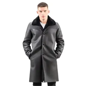 Versatile Black Reversible Sheepskin Coat for Men – Stylish & Practical