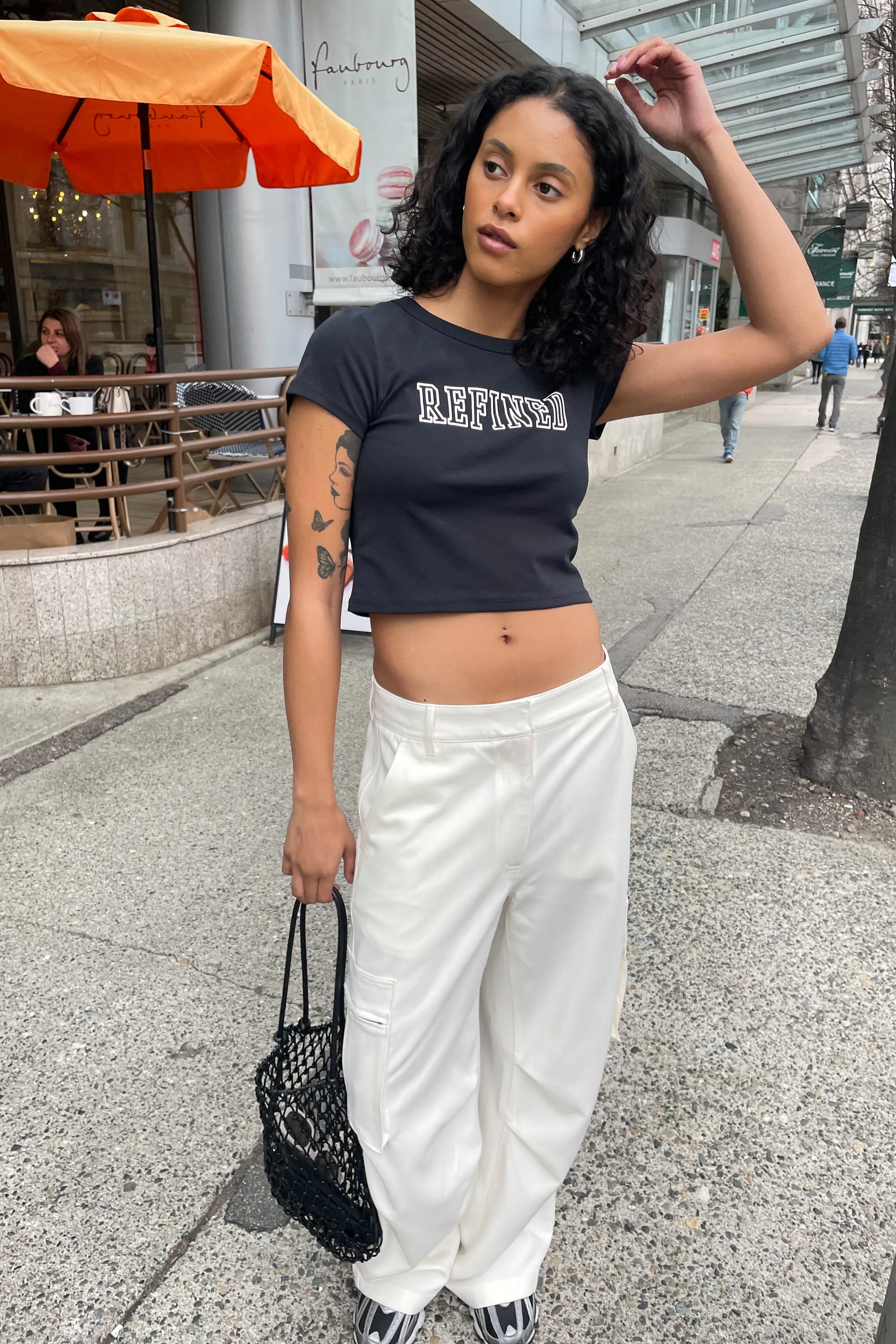 WIDE LEG SUITING PANT WITH CARGO POCKETS
