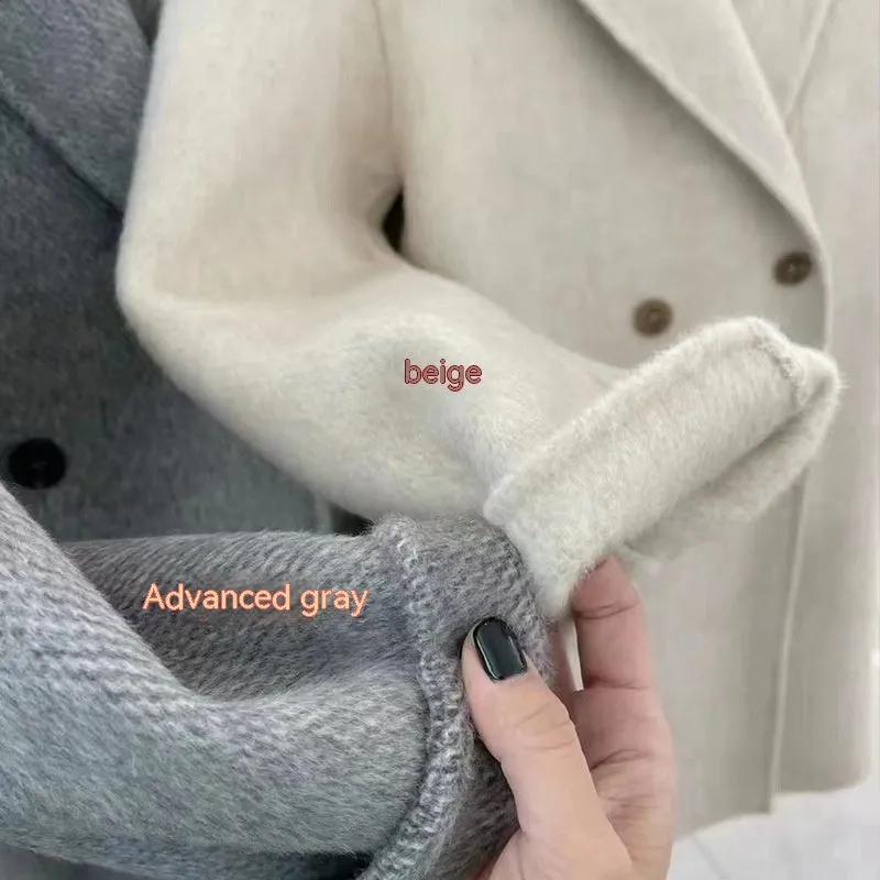 Women's Simple All-match Baby Camel Velvet Double-sided Wool Overcoat