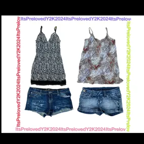 Y2k Summery Vibe Mix; Slip and Sexy Shorts(RX-447)